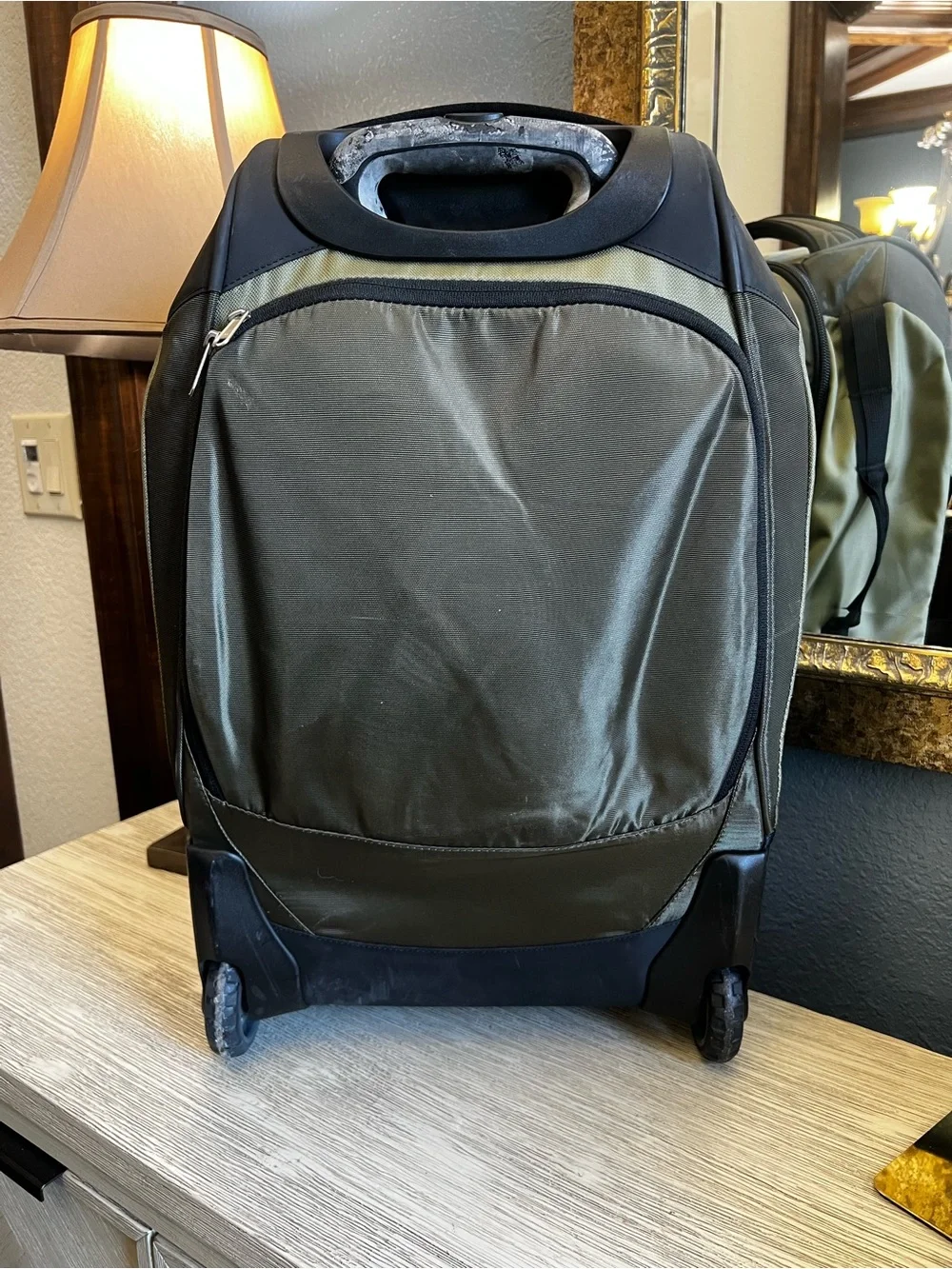 REI Olive/Tan Rolling Travel Backpack with Telescopic Handle